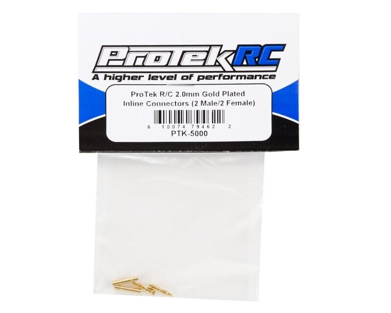 PTK-5000 ProTek RC 2.0mm Gold Plated Inline Connectors (2 Male/2 Female)