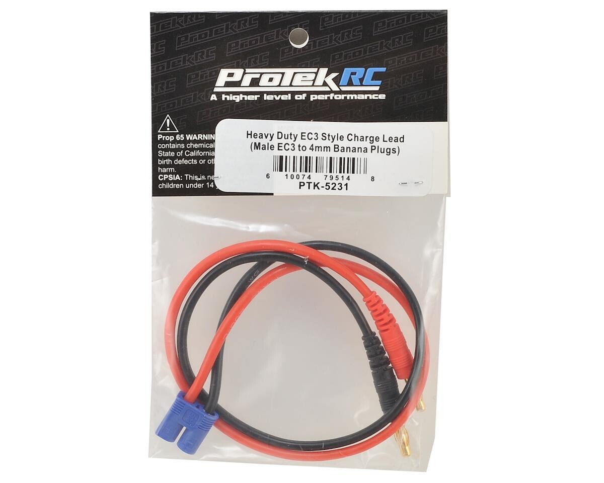 PTK-5231 ProTek RC Heavy Duty EC3 Style Charge Lead (Male EC3 to 4mm Banana Plugs)