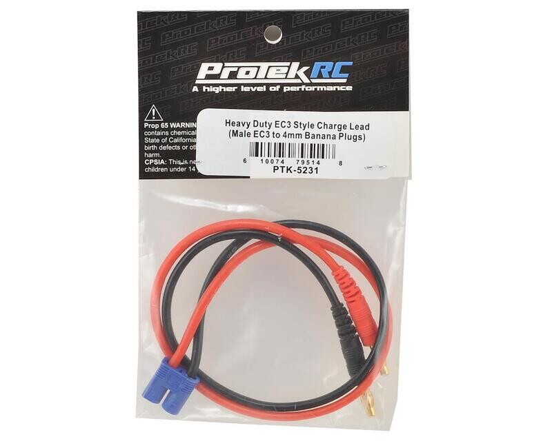 PTK-5231 ProTek RC Heavy Duty EC3 Style Charge Lead (Male EC3 to 4mm Banana Plugs)