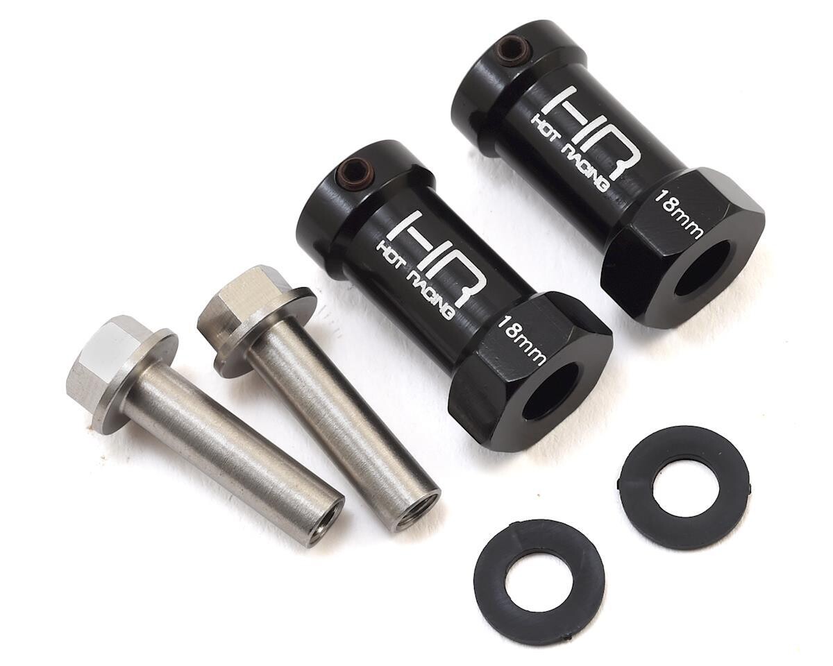 HRASCX10ET01  Hot Racing Axial Wheel Hub Extensions w/12mm Hex (Black) (2) (+18mm)