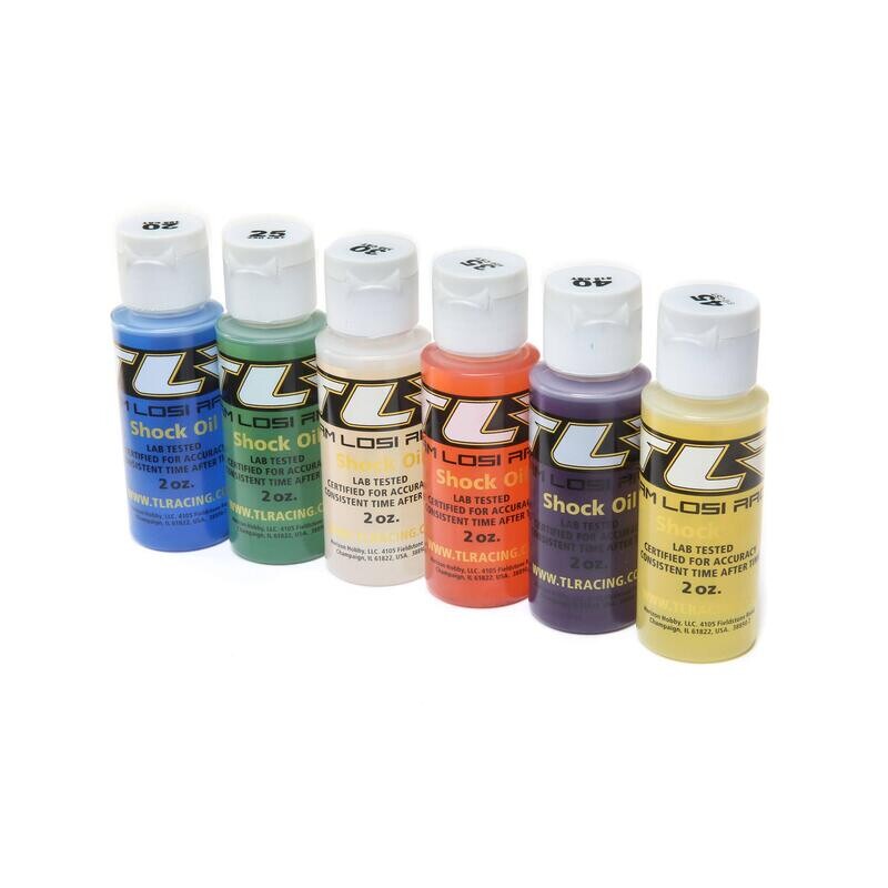 TLR74020 SIL SHOCK OIL 6 PACK, 20-45WT, 195-610CST, 2OZ