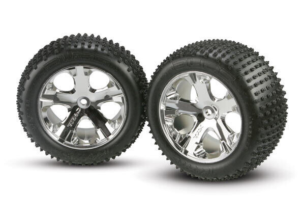 3770A Tires &amp; wheels, assembled, glued (2.8&#39;) (All-Star black chrome wheels, Alias tires, foam inserts) (rear) (2) (TSM rated)