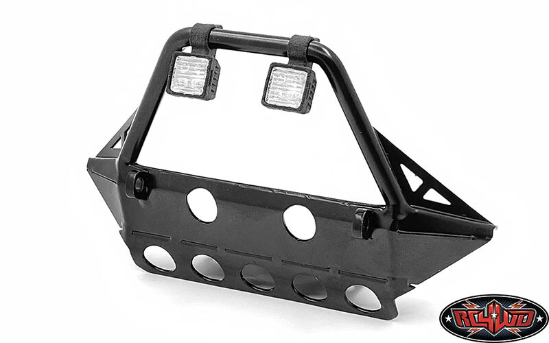 RC4VVVC1076 ROUGH STUFF METAL FRONT BUMPER W/ FLOOD LIGHTS FOR AXIAL 1/10 SCX10 III JEEP (GLADIATOR/WRANGLER)
