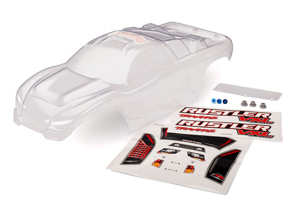3714 Body, Rustler (clear, requires painting)/window, lights decal sheet/ wing and aluminum hardware