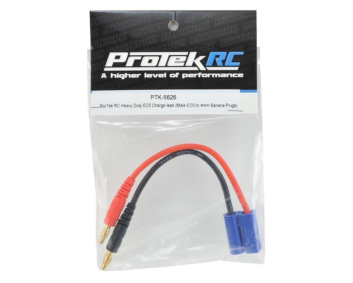 PTK-5626 ProTek RC Heavy Duty EC5 Charge Lead (Male EC5 to 4mm Banana Plugs)