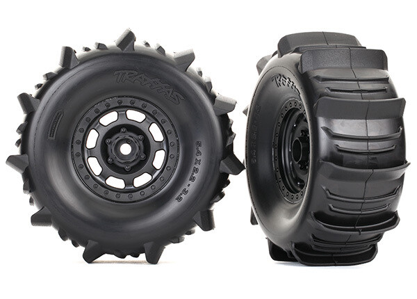 8475 Tires and wheels, assembled, glued (Desert Racer wheels, paddle tires, foam inserts) (2)