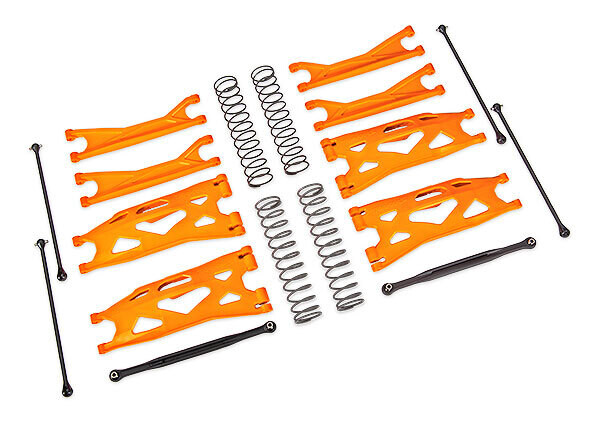 7895T - Suspension kit, X-Maxx® WideMaxx®, orange (includes front &amp; rear suspension arms, front toe links, driveshafts, shock springs)