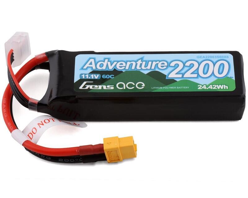 GEA22003S60X6  Gens Ace 3s LiPo Battery 60C (11.1V/2200mAh) w/XT-60 Connector