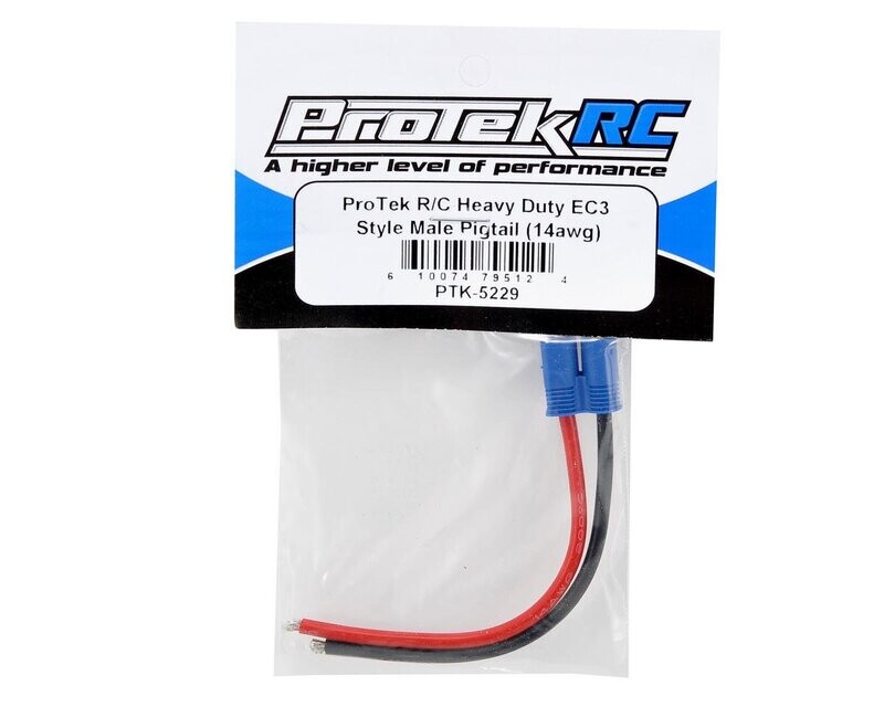 PTK-5229 ProTek RC Heavy Duty EC3 Style Male Pigtail (14awg)