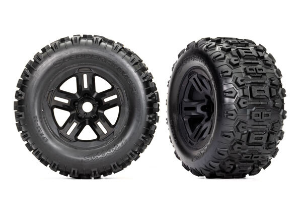 9672 - Tires and wheels, assembled, glued (3.8&#39; black wheels, Sledgehammer tires, foam inserts) (2)