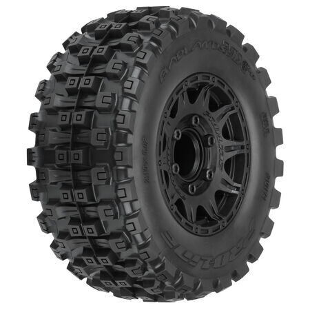 PRO1017410 1/10 Badlands MX28 BELTED F/R 2.8&quot; MT Tres Mounted 12mm Blk Raid (2)