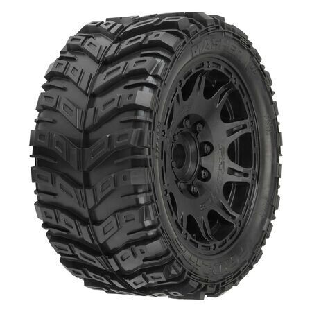 PRO1017610  1/6 Masher X HP BELTED Fr/Rr 5.7&quot; MT Tires Mounted 24mm Blk Raid (2)