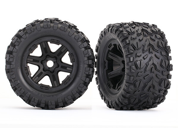 8672  Tires &amp; wheels, assembled, glued (black wheels, Talon EXT tires, foam inserts) (2) (17mm splined) (TSM rated)