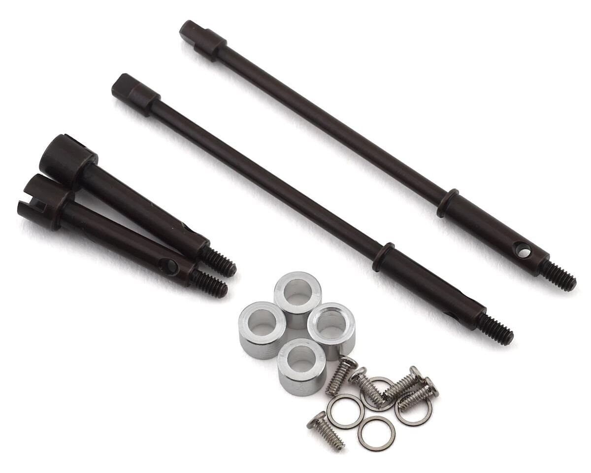 HRASXTF39W04 Hot Racing Axial SCX24 +4mm Wide Track Steel Drive Stub Axle Set