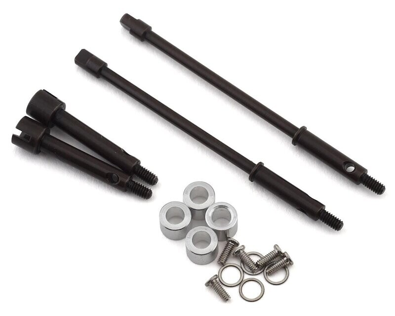 HRASXTF39W04 Hot Racing Axial SCX24 +4mm Wide Track Steel Drive Stub Axle Set