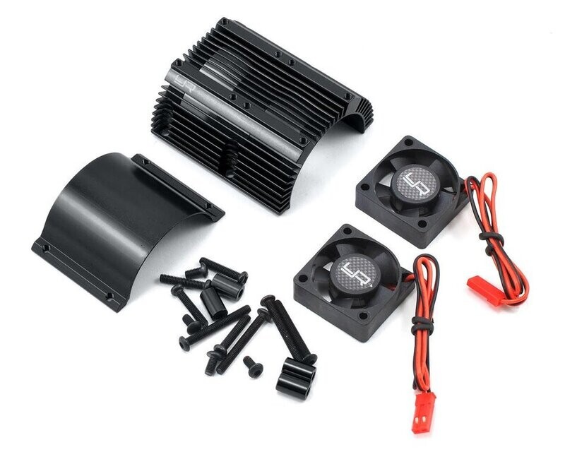 YEA-YA-0261BK Yeah Racing 1/8 Twin Fan Aluminum Heat Sink w/2 Fans (Black) (40.8mm diameter)