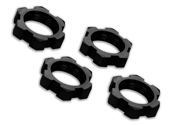 7758A - Wheel nuts, splined, 17mm, serrated (black-anodized) (4)