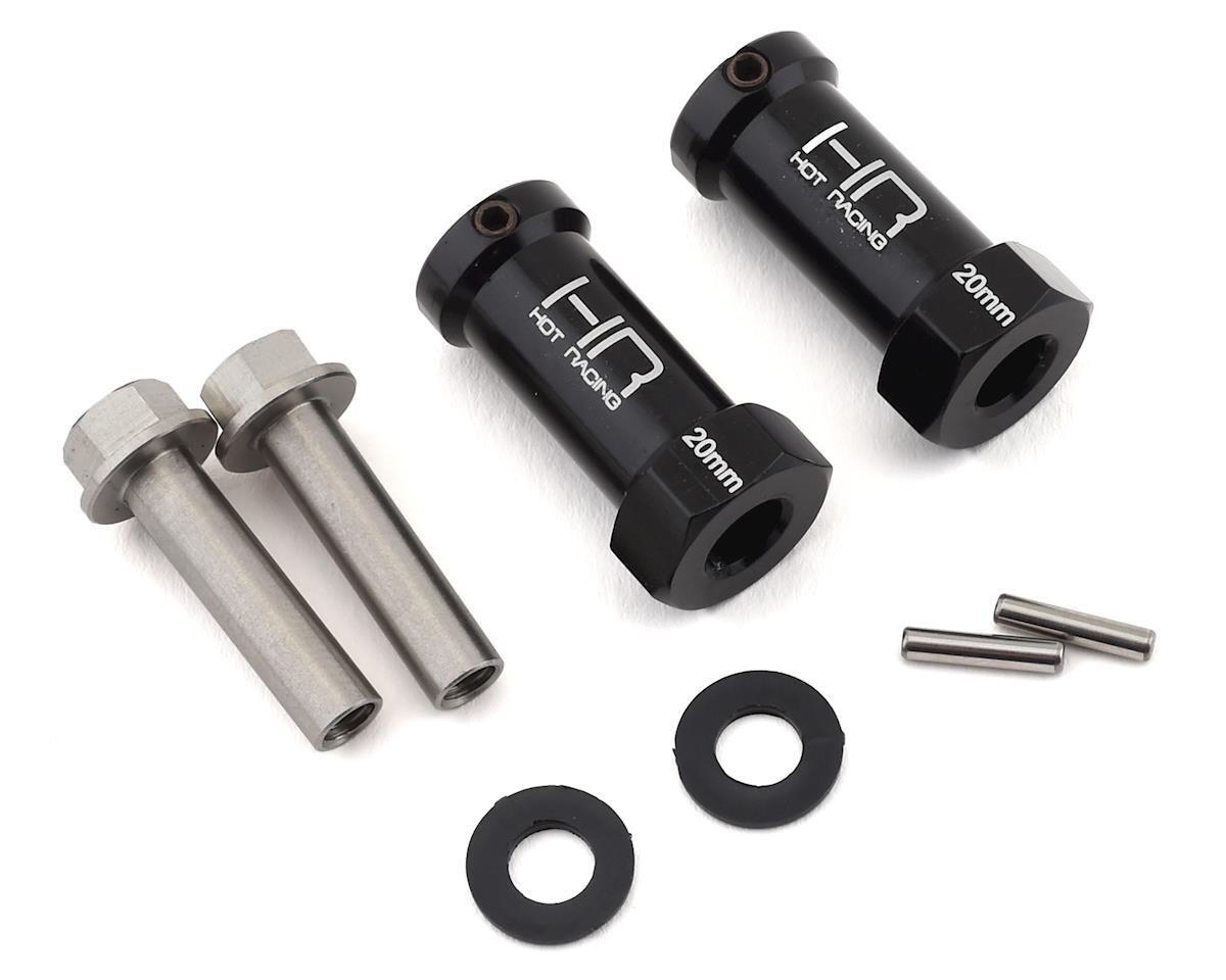 HRASCX10TT01 Hot Racing Axial Wheel Hub Extensions w/12mm Hex (Black) (2) (+20mm)