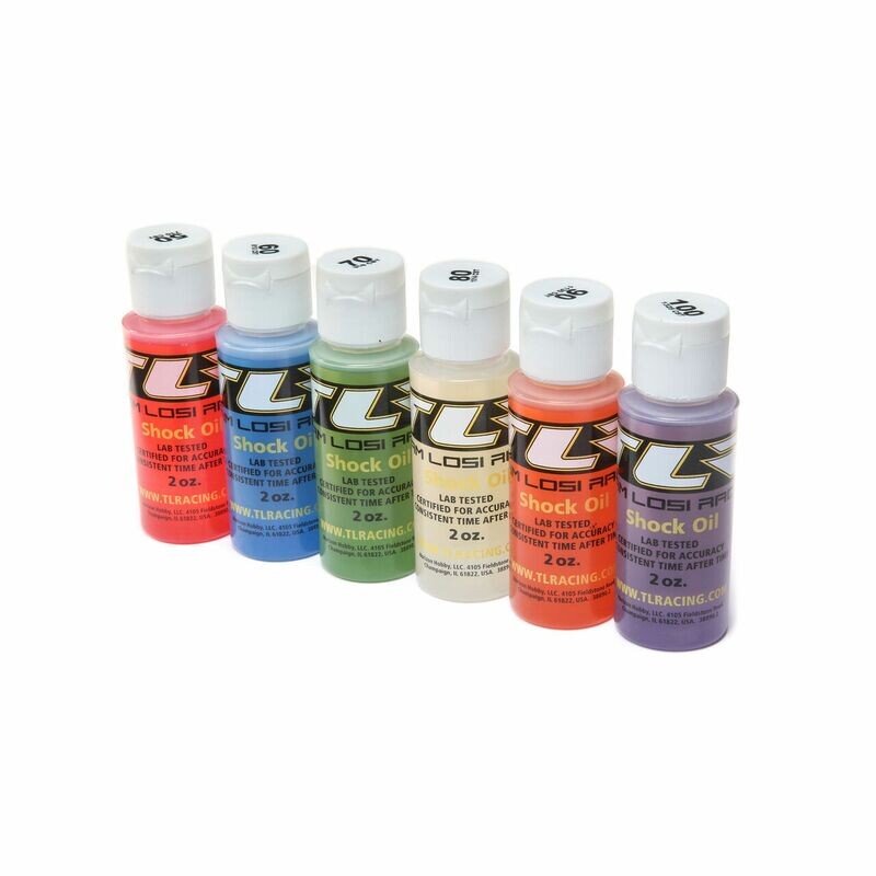 TLR74021 SIL SHOCK OIL 6 PACK, 50-100WT, 710-1325CST, 2OZ