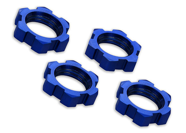 7758 - Wheel nuts, splined, 17mm, serrated (blue-anodized) (4)