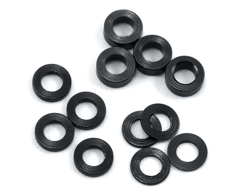 PTK-8370  RC Aluminum Ball Stud Washer Set (Black) (12) (0.5mm, 1.0mm &amp; 2.0mm)