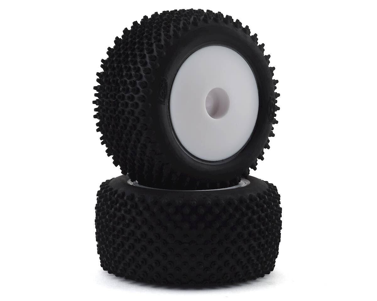 LOS41013 Pin Tires, Rear, Mounted, White (2): Mini-T 2.0