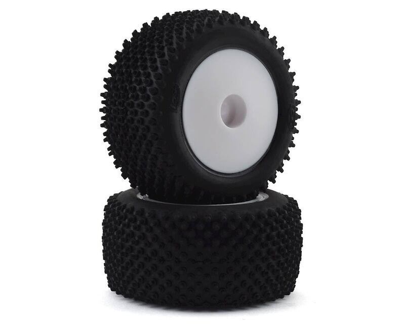 LOS41013 Pin Tires, Rear, Mounted, White (2): Mini-T 2.0