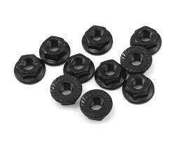 YEA-LN-M4S-BK Yeah Racing 4mm Aluminum Serrated Lock Nut (10) (Black)