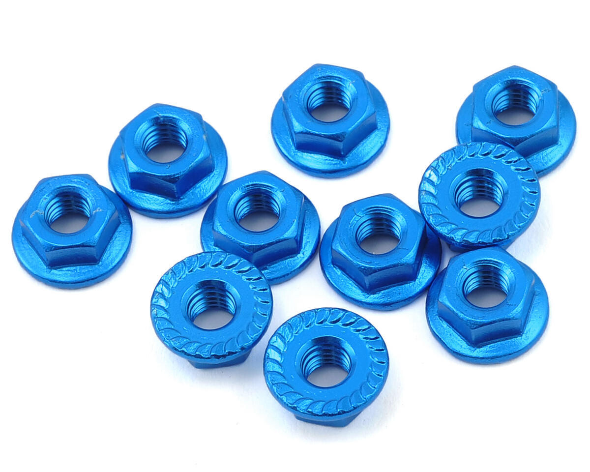 YEA-LN-M4S-DB Yeah Racing 4mm Aluminum Serrated Lock Nut (10) (Blue)