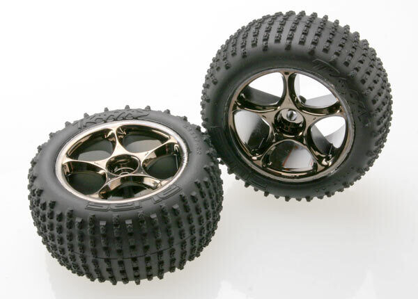 2470A  Tires &amp; wheels, assembled (Tracer 2.2&#39; black chrome wheels, Alias 2.2&#39; tires) (2) (Bandit rear, medium compound with foam inserts) (TSM rated)