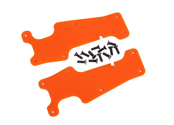 9633T - Suspension arm covers, orange, front (left and right)/ 2.5x8 CCS (12) for Sledge