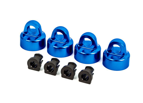9664X - Shock caps, aluminum (blue-anodized), GTX shocks (4)/ spacers (4) (for Sledge™)