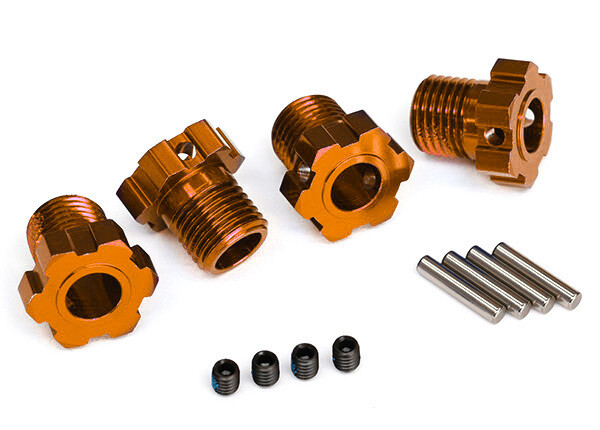 8654A  Wheel hubs, splined, 17mm (orange-anodized) (4)/ 4x5 GS (4)/ 3x14mm pin (4)