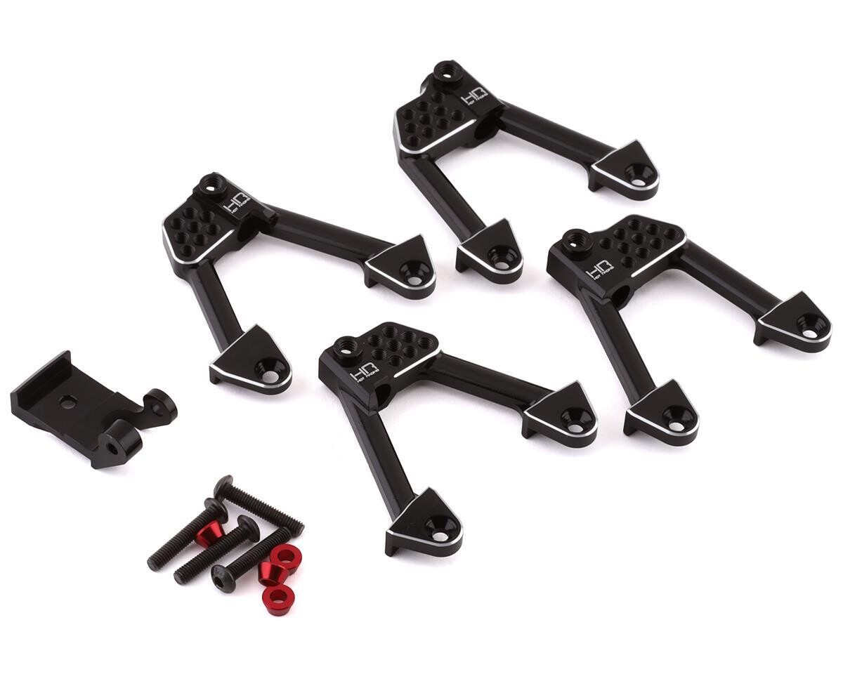 HRASCXT28301 SCX10.2  Hot Racing Axial Aluminum Front &amp; Rear Adjustable Shock Towers (Black)