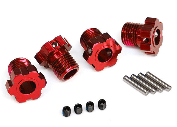 8654R  Wheel hubs, splined, 17mm (red-anodized) (4)/ 4x5 GS (4)/ 3x14mm pin (4)