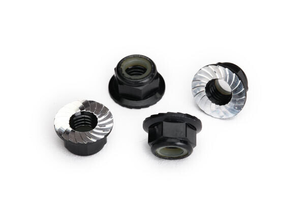 8447A  Nuts, 5mm flanged nylon locking (aluminum, black-anodized, serrated) (4)