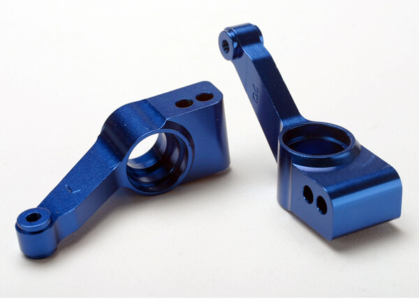 1952X - Carriers, stub axle (blue-anodized 6061-T6 aluminum) (rear) (left &amp; right)/ 3x32mm hinge pins (2)/ e-clips (6)/ hardware, fits 4x4 Slash, Hoss, Rustler and Rally