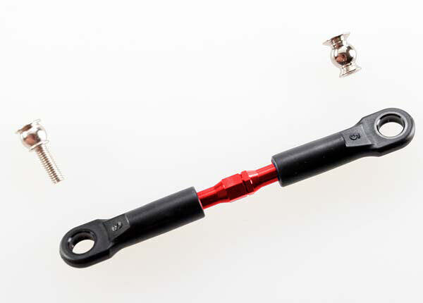 3737 Turnbuckle, aluminum (red-anodized), camber link, front, 39mm (1) (assembled w/rod ends)/hollow balls (2)(See part 3741X for complete camber link set) fits Rustler and Stampede