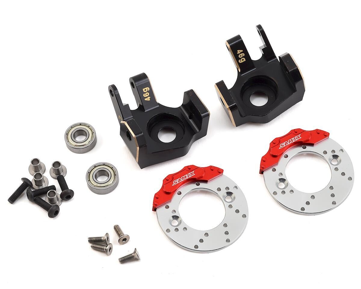 SAMSCX2-4412FSBK SCX10 II Samix Brass Heavy Duty Steering Knuckle w/Brake Rotor (Black) (2)