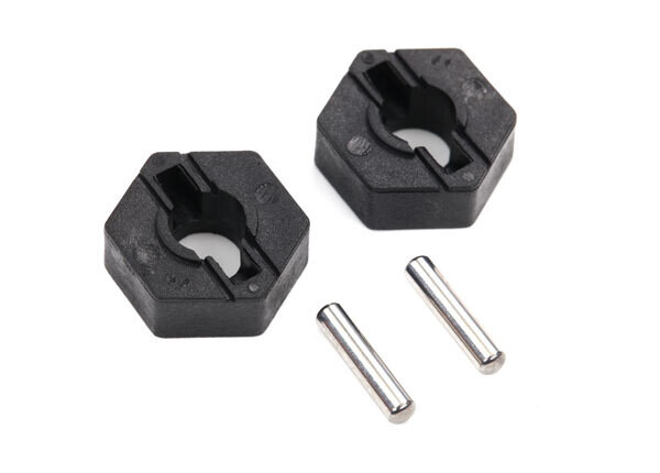 4954 Wheel hubs, hex (2)/ axle pins (2.5x12mm) (2)
