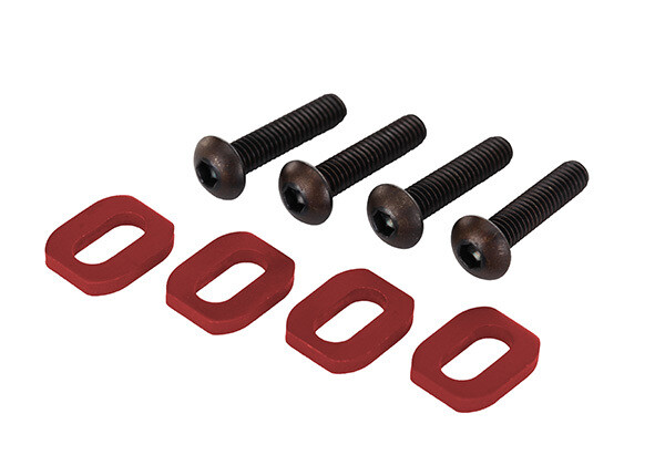 7759R  Washers, motor mount, aluminum (red-anodized) (4)/ 4x18mm BCS (4)