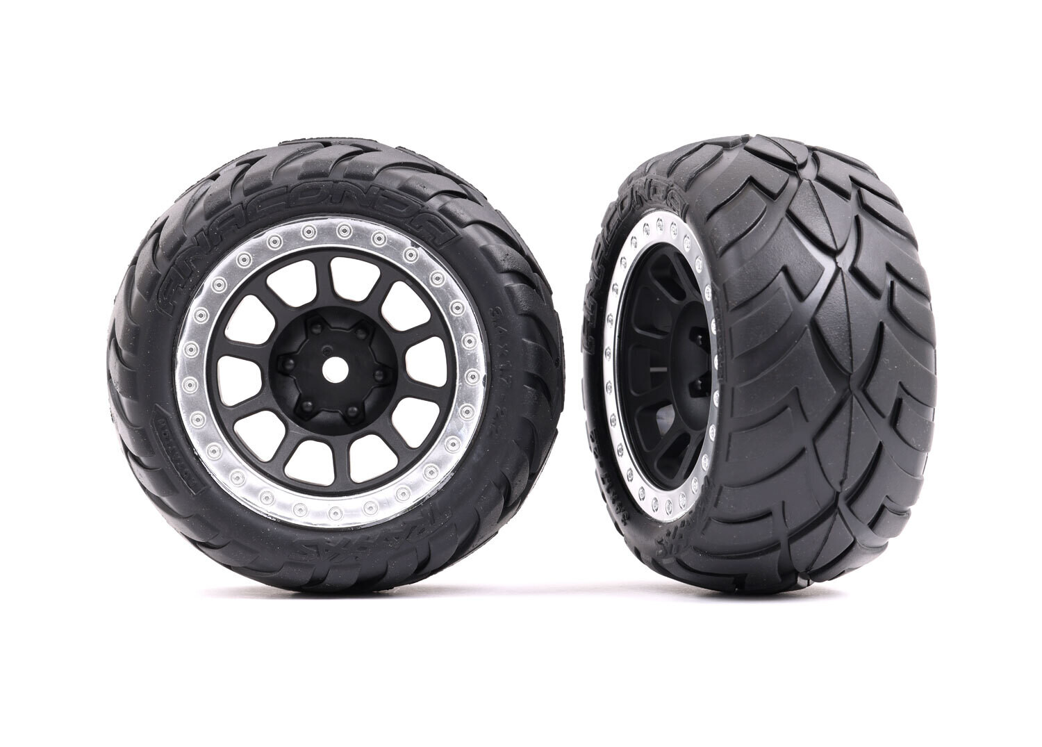 2478G - Tires &amp; wheels, assembled (2.2&#39; graphite gray, satin chrome beadlock wheels, Anaconda 2.2&#39; tires with foam inserts) (2) (Bandit rear)