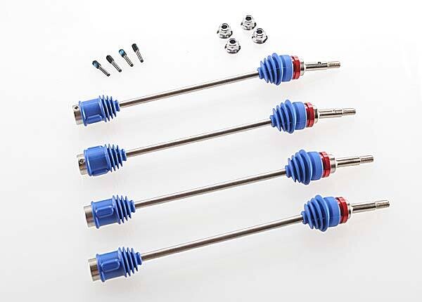 5451R Driveshafts, Revo, E-Revo(first generation)/ T-Maxx/ E-Maxx (steel constant-velocity) (assembled w/inner &amp; outer dust boots) (for models w/ 6mm axles) (4)