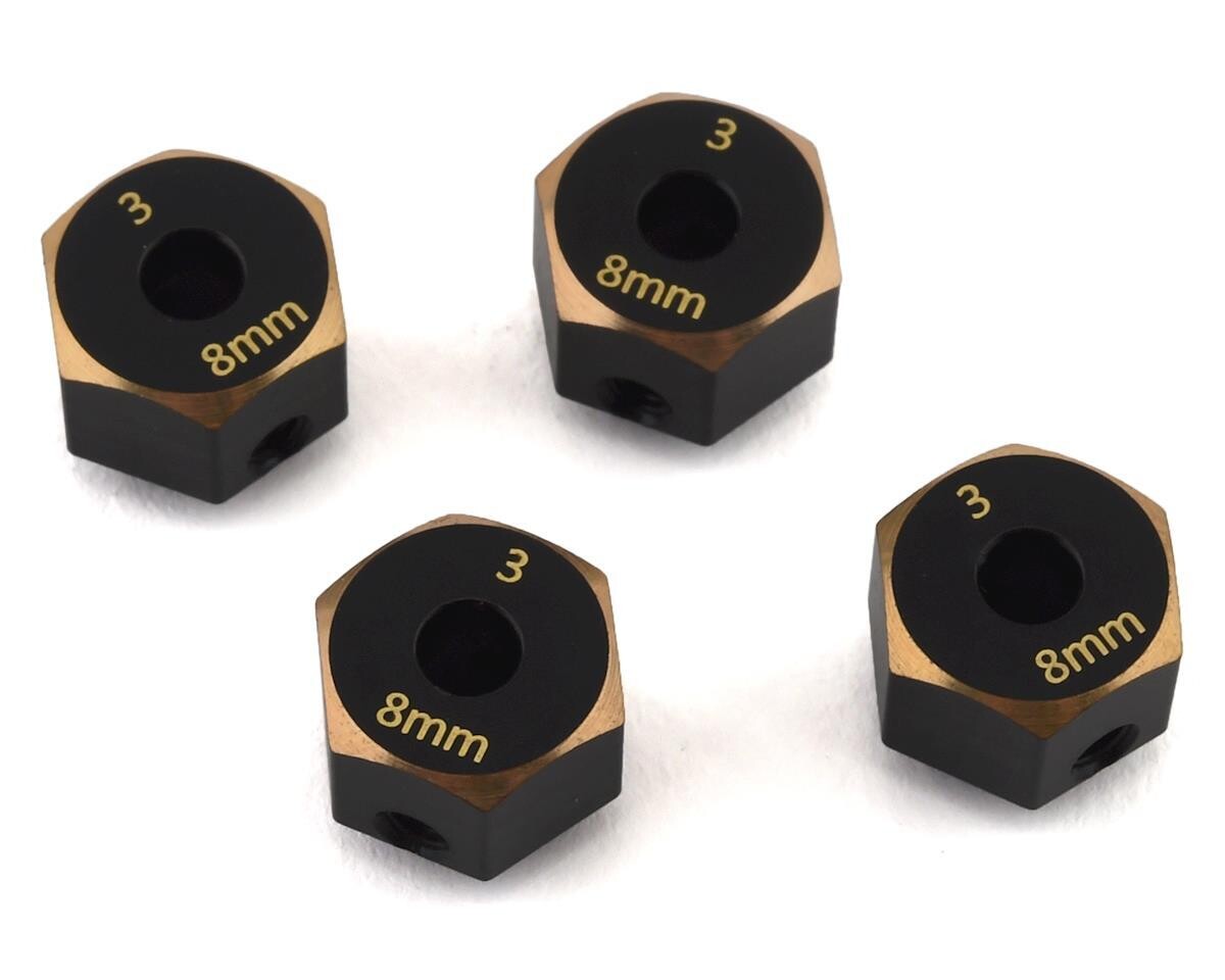 SAMSCX3-4063-8 Samix SCX10 III Brass 12mm Hex Adapter (4) (+8mm Offset)