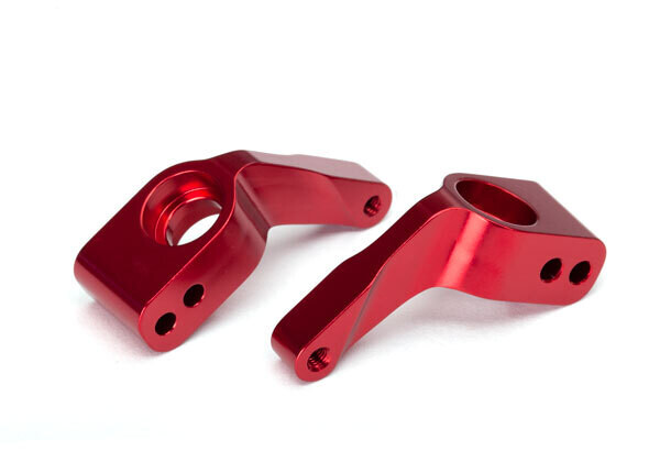 3652X Stub axle carriers, (2), 6061-T6 aluminum (red-anodized)/ 5x11mm ball bearings (4) fits 2wd Slash, Bandit, Rustler and Stampede