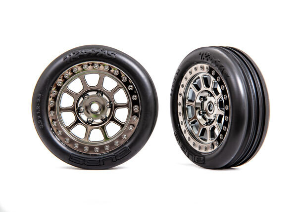 2471T - Tires &amp; wheels, assembled (2.2&#39; black chrome wheels, Alias ribbed 2.2&#39; tires) (2) (Bandit front, medium compound w/ foam inserts)