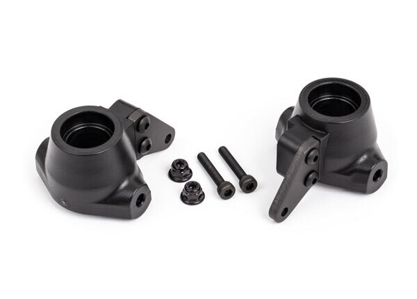 9637A Steering blocks, Sledge, left &amp; right/ steering block arms (aluminum, dark titanium-anodized) (2)/ 3x18mm CS (2)/ M3x0.5mm NL (2)