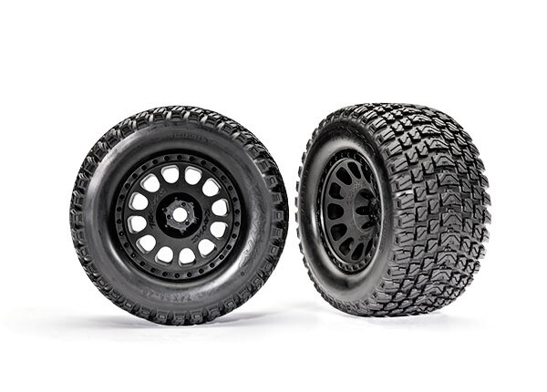 7872 Tires &amp; wheels, assembled, glued (XRT Race black wheels, Gravix tires, foam inserts) (left &amp; right)