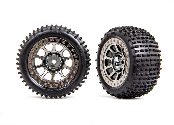 2470T - Tires &amp; wheels, assembled (2.2&#39; black chrome wheels, Alias® 2.2&#39; tires) (2) (Bandit® rear, medium compound with foam inserts)