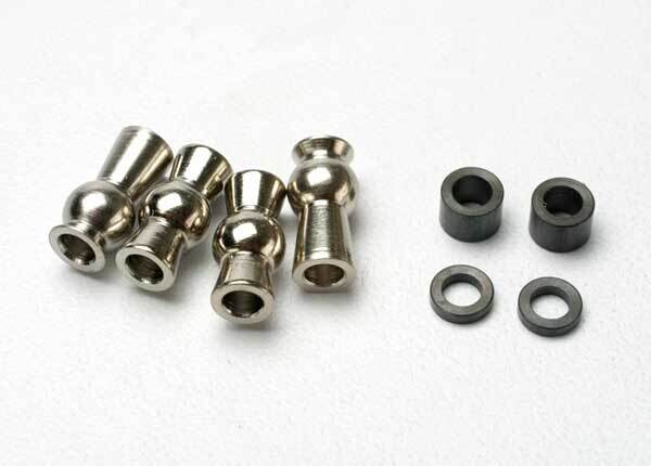 5355 Hollow ball, tall centered (2)/ tall offset hollow ball (2)/ bump steer adjustment shims, fits Revo, E Revo, Slayer, T MAXX, TRX4 and TRX6